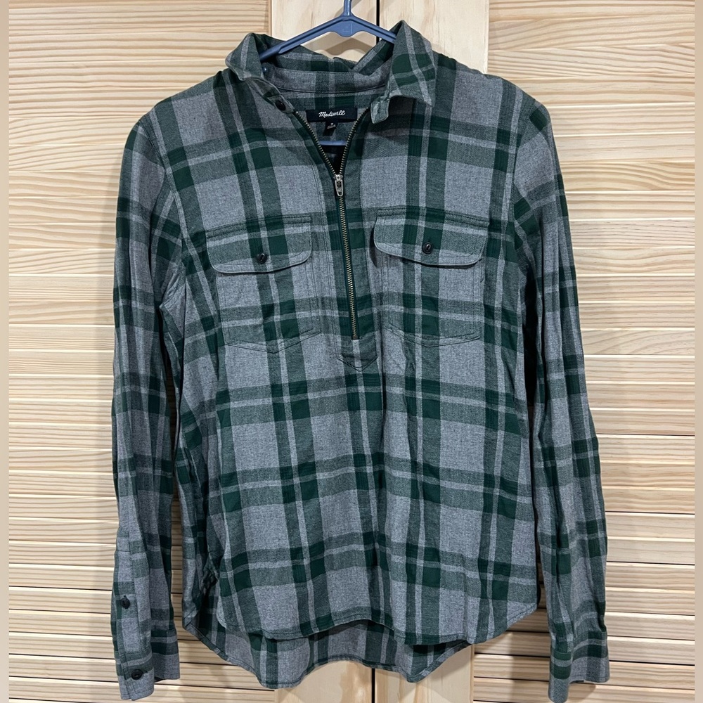 Madewell women’s 1/4 zip up flannel Size M